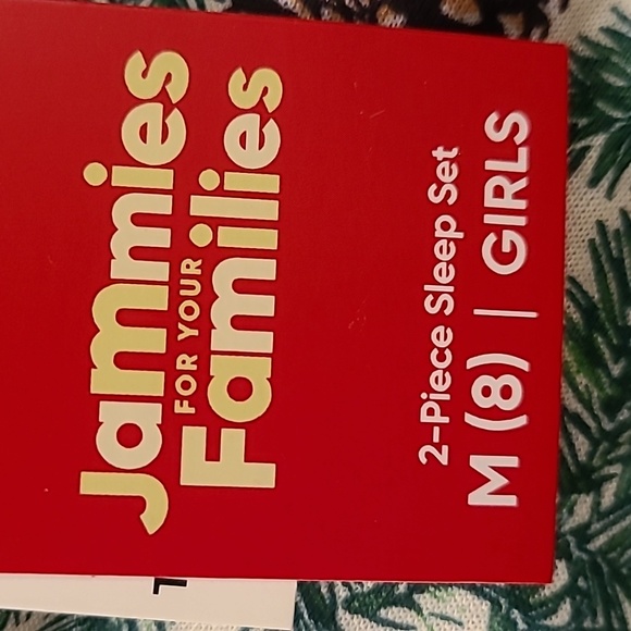 JAMMIES FOR FAMILIES GIRLS 2 PIECE GREEN PINES PAJAMA SET SIZE MEDIUM 8 - Picture 8 of 9